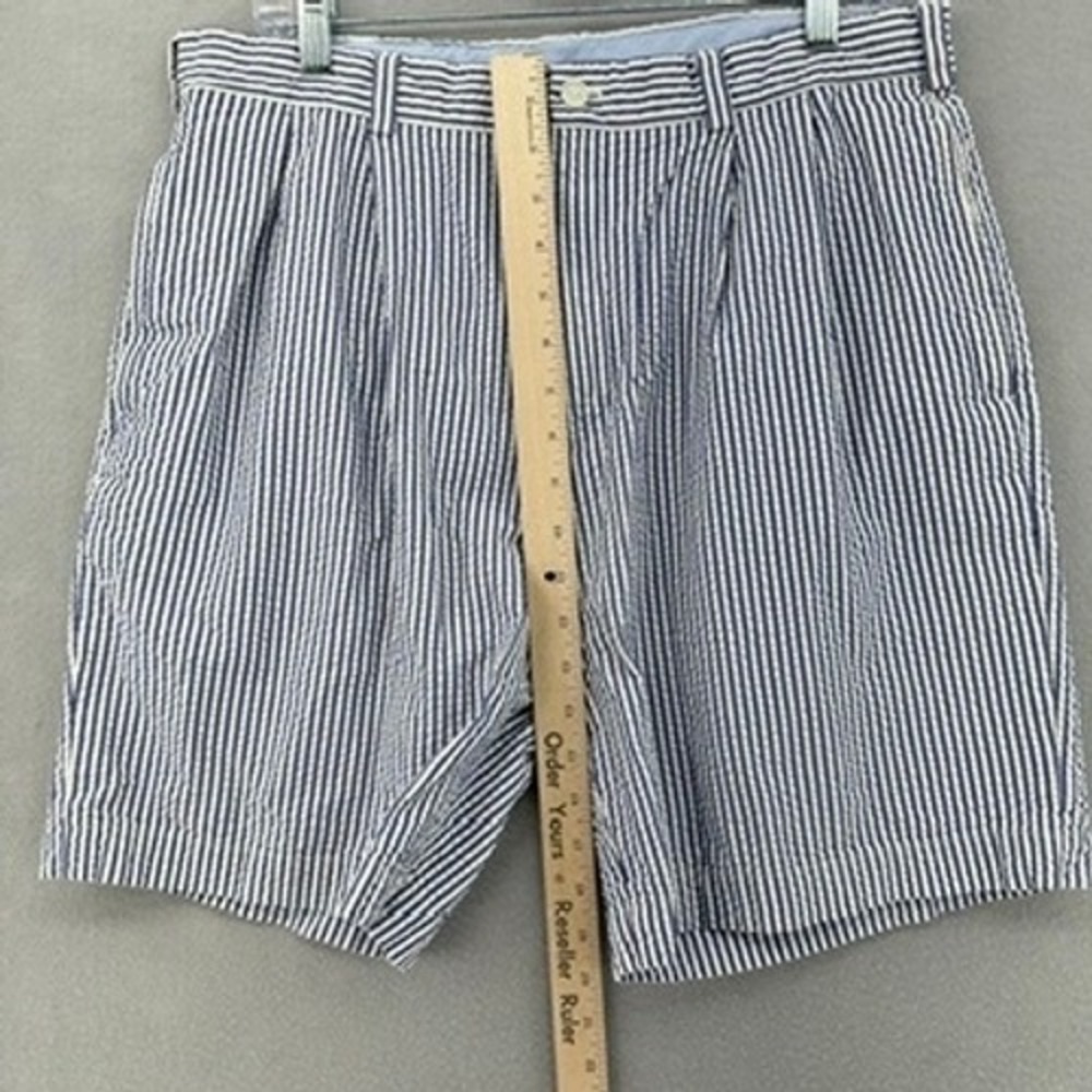 Brooks Brothers 346 Mens Blue White Striped Seersucker Pleated Shorts Size 34 - Picture 4 of 6